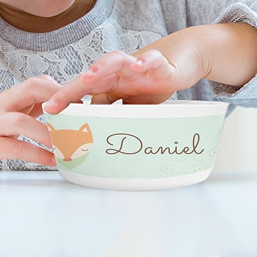 Wanapix | Plastik Schüssel für Kinder mit Name | BPA Freier Kunststoff | unzerbrechlichen Kunststoffschalen | 300 ml | Geschirrspüler geeignet | Kleiner Fuchs von Wanapix