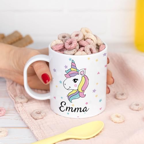 Wanapix | Unzerbrechliche Plastiktasse mit Namen für Kinder | personalisiert Trinkbecher | Unzerbrechliche Tasse | Schule - Kindergarten | BPA freier | 325 ml | Unicorn Girl von Wanapix