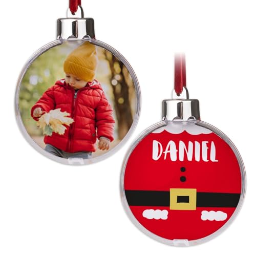 Wanapix | Weihnachtskugel mit Foto und Texte | Christbaumkugeln Personalisierte | Austauschbare Fotos | Weihnachtsdekoration | 8 cm | Der Weihnachtsmann von Wanapix