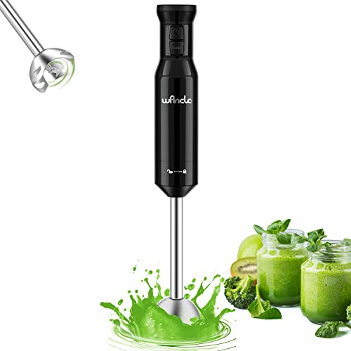 Stabmixer, Wancle pürierstab 600W Elektrischer hand blender Rührstab mit Turbo für die Zubereitung von Babynahrung, Salaten, Suppen und Gemüs (Black) von Wancle