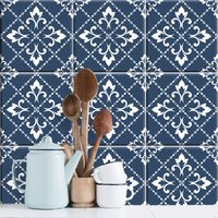 Fliesenaufkleber "Adeline Blau", 10 Stück von WandAkzenteShop