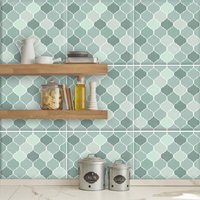 Fliesenaufkleber Marrakesh-Grün", 10 Stück von WandAkzenteShop