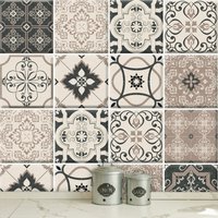 Fliesenaufkleber Patchwork "Emilia-Sepia", 10 Stück von WandAkzenteShop