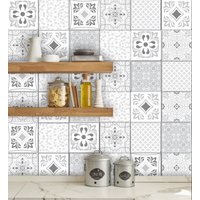 Fliesenaufkleber "Patchwork Lissabon" Grau, 10 Stück von WandAkzenteShop