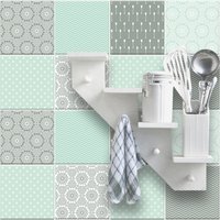 Fliesenaufkleber Patchwork "Tabea-Türkis", 10 Stück von WandAkzenteShop