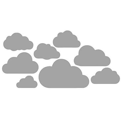 8 Wolken Set XL - Größte 52x30cm - Kleinste 22x13cm Wolke Wandtattoo Wandaufkleber Sticker Aufkleber Wölkchen Himmel (Grau) von WandFactory