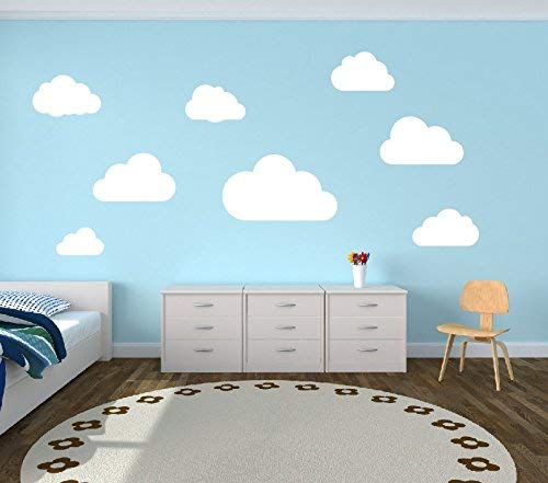 8 Wolken Set XL - Größte 52x30cm - Kleinste 22x13cm Wolke Wandtattoo Wandaufkleber Sticker Aufkleber Wölkchen Himmel (Weiss) von WandFactory