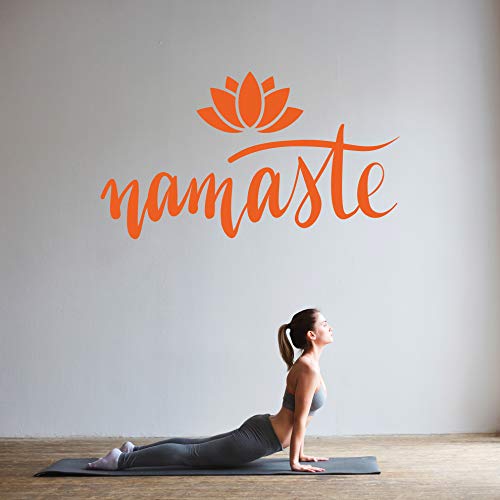 NAMASTE mit Lotusblume - Wandtattoo Wandaufkleber Sticker Aufkleber Mandala Lotus - erhältlich in vielen Größen (Orange, 60 x 33 cm) von WandFactory