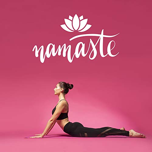 NAMASTE mit Lotusblume - Wandtattoo Wandaufkleber Sticker Aufkleber Mandala Lotus - erhältlich in vielen Größen (Weiss, 80 x 44 cm) von WandFactory
