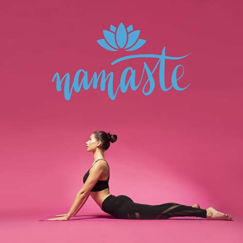 NAMASTE mit Lotusblume - Wandtattoo Wandaufkleber Sticker Aufkleber Mandala Lotus - erhältlich in vielen Größen (Lichtblau, 60 x 33 cm) von WandFactory