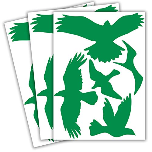 Vogelschutz und Fensterschutz - 15 Aufkleber - Schutz vor Vogelschlag - Sticker Vögel (Grün) von WandFactory