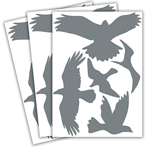 Vogelschutz und Fensterschutz - 15 Aufkleber - Schutz vor Vogelschlag - Sticker Vögel (Grau) von WandFactory