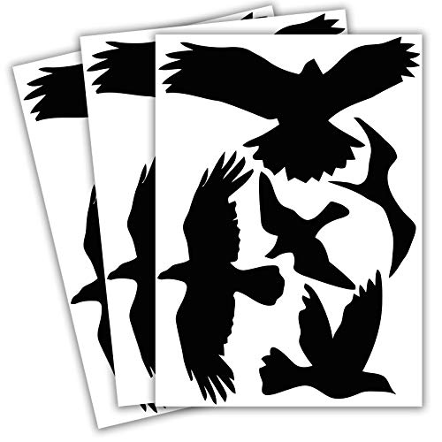Vogelschutz und Fensterschutz - 15 Aufkleber - Schutz vor Vogelschlag - Sticker Vögel (Schwarz) von WandFactory