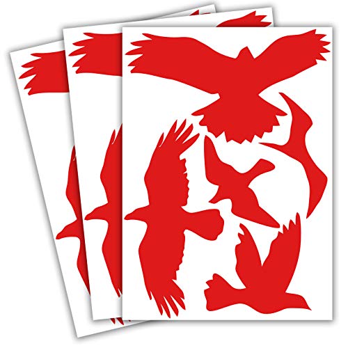 WandFactory Vogelschutz und Fensterschutz - 20 Aufkleber - Schutz vor Vogelschlag - Sticker Vögel (Rot) von WandFactory