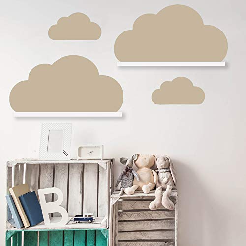 Wolken Set Wandtattoo Passend für Deine IKEA RIBBA/MOSSLANDA Bilderleisten für Babyzimmer Kinderregale (Beige) von WandFactory