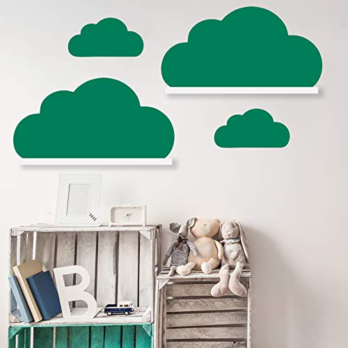 Wolken Set Wandtattoo Passend für Deine IKEA RIBBA/MOSSLANDA Bilderleisten für Babyzimmer Kinderregale (Grün) von WandFactory