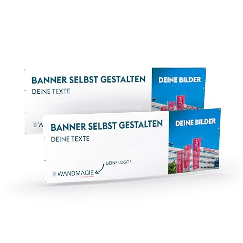Banner selbst gestalten I Fahne für Werbung personalisiert (50cm x 150cm groß) I Flagge mit Wunschtext und Bild selber gestalten von WandMagie