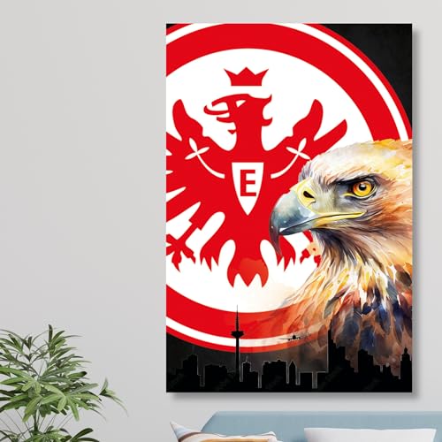 Eintracht Frankfurt Fanartikel - Adler Attila - Wandbild (60cm x 40cm) auf Aluminium I Exklusive Motive von WandMagie