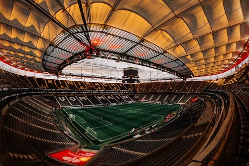Eintracht Frankfurt Fanartikel - Stadion Sonnenuntergang - Wandbild (60cm x 40cm) auf Aluminium I Exklusive Motive von WandMagie