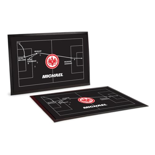 WandMagie Eintracht Frankfurt Fanartikel mit Name personalisiert I Schwarze Fußmatte Spielzug (60cm x 40cm) SGE Geschenk zum Muttertag und Vatertag für Fußballfans von WandMagie