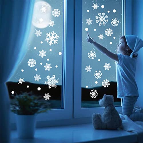 WandSticker4U®- 120 tlg. Set Fensterbilder Weihnachten selbstklebend SCHNEEFLOCKEN weiß I Weihnachtsdeko Fenster Aufkleber Winter Fenstersticker Kinderzimmer wiederverwendbar von WandSticker4U