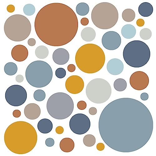 WandSticker4U®- 148 PUNKTE zum Kleben, Gelb/Rotbraun/Blau I Wandtattoo Punkte Kreise Dots selbstklebend groß Baby-Kinder-zimmer I Wandsticker Wand Aufkleber Deko Mädchen & Junge von WandSticker4U