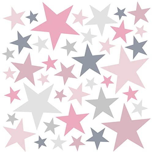 WandSticker4U®- 148 STERNE zum Kleben, pastell Rosa/Lila/Blau/Grau I Wandtattoo Sterne Stars selbstklebend groß Baby-Kinder-zimmer I Wandsticker Wand Aufkleber Deko Mädchen & Junge von WandSticker4U