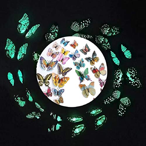 WandSticker4U®- 24er hochwertige 3D SCHMETTERLINGE LEUCHTEND mit Doppelflügel & Magnet I Schmetterlinge Deko für die Wand Kühlschrank Fenster Möbel Wohnzimmer Kinderzimmer Küche Butterfly von WandSticker4U