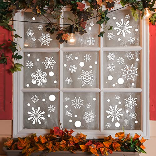 WandSticker4U®- 282 tlg. Set Fensterbilder Weihnachten selbstklebend SCHNEEFLOCKEN weiß I Weihnachtsdeko Fenster Fenstersticker wiederverwendbar Kinderzimmer Winter GROß von WandSticker4U