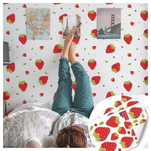 WandSticker4U®- [3er Set] Wandtattoo ERDBEEREN Kinder I fruchtige Wandsticker Kinderzimmer Mädchen & Junge I Erdbeeren Aufkleber Obst Sticker Küche Kühlschrank Möbel Sticker DIY Deko von WandSticker4U