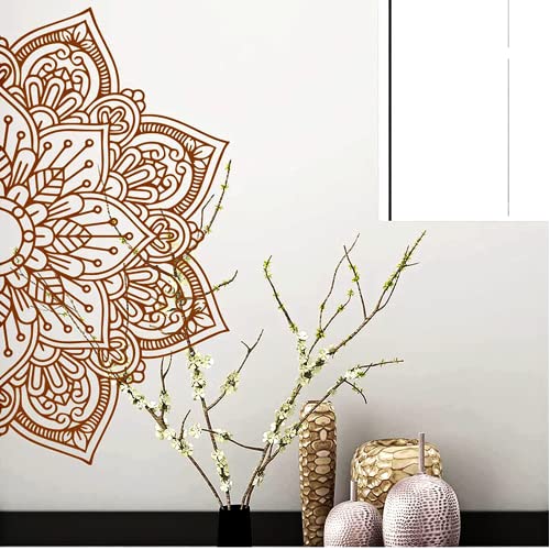 WandSticker4U®- [3er Set] Wandtattoo MANDALA GROß I Wandbild: 45x80 cm I Wandsticker Wohnzimmer indisch Blumen braun I Wand Aufkleber für Wohn-& Schlaf-zimmer Yoga Studio Küche Flur Deko von WandSticker4U