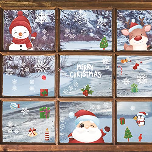 WandSticker4U®- 6 Bögen- Fensterbilder Weihnachten Kinder süße SCHNEEMANN & ELCH I Weihnachtsdeko Fenster Kinderzimmer Fenstersticker Winter Weihnachtsmann wiederverwendbar GROß von WandSticker4U
