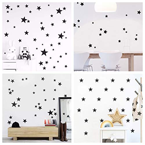 WandSticker4U®- 60x Wandtattoo STERNE in Schwarz I Wandsticker Kinderzimmer Sterne Aufkleber Kinder I Wand Deko Sternenhimmel Schwarz/Silber/Gold für Wände und Möbel (A. Sterne: Schwarz) von WandSticker4U