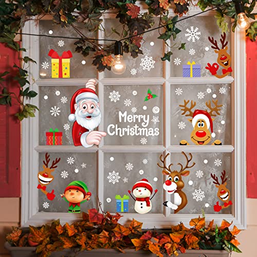 WandSticker4U®- 8 Bögen- XXL Fensterbilder Weihnachten Kinder WEIHNACHTSMANN & ELCH selbstklebend I Weihnachtsdeko Fenster Kinderzimmer Fenstersticker Wichtel wiederverwendbar GROß von WandSticker4U