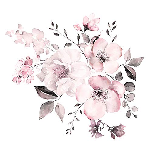 WandSticker4U®- Aquarell Wandtattoo vintage BLUMENRANKE in zart"ro"sa I Wandbilder: 58x52 cm I Wand Deko Blume Blüte Pflanze Blätter I Wandsticker für Wohn-Schlafzimmer Kinderzimmer Küche Möbel von WandSticker4U