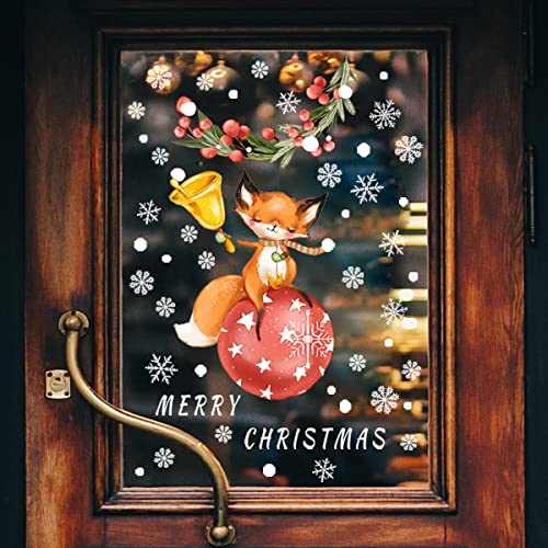 WandSticker4U®- Fensterbilder Weihnachten Kinder FUCHS auf WEIHNACHTSKUGEL selbstklebend I Weihnachtsdeko Fenster Kinderzimmer Fenstersticker Winter wiederverwendbar Deko von WandSticker4U