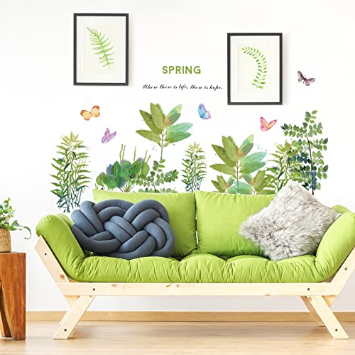 WandSticker4U®- XXL Aquarell Wandsticker GARTEN grün I Wandbilder: 130x88 cm I Wandtattoo Pflanzen Gräser Blätter I Wand Deko für Wohnzimmer Kinderzimmer Küche Bad Flur GROß von WandSticker4U