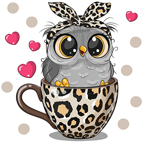 WandSticker4U®- Wandtattoo KAFFEETASSE Leopard selbstklebend I süße Eule Wand Aufkleber Wandsticker Küche Kaffee Tasse I Modern Deko für Esszimmer Büro Café von WandSticker4U