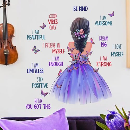WandSticker4U®- Wandtattoo Kinderzimmer Mädchen GIRL POWER lila (66x70 cm) I Wandsticker Mädchen Spruch Motivation Zitate cool I Wandaufkleber Kinderzimmer Deko Mädchen Teenager GROß von WandSticker4U