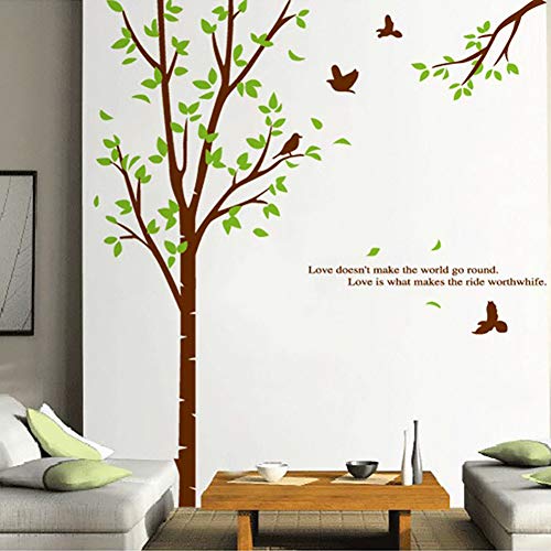 WandSticker4U®- Wandtattoo BAUM & VOGEL groß I Wandbilder: 150x170 cm I Wandsticker Wohnzimmer Zweig grün Blätter Natur I Wand Aufkleber für Schlafzimmer Kinderzimmer Flur Deko XXL von WandSticker4U