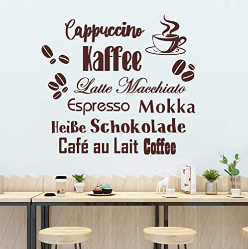 WandSticker4U®- XXL Wandtattoo Kaffee Sorten CAPPUCCINO LATTE ESPRESSO Schriftzug in Braun I Wandbilder: 110x100 cm I Wand Deko für Küche Restaurant Café Bar Bäckerei Aufkleber Spruch Tasse GROß von WandSticker4U