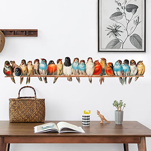 WandSticker4U®- Retro Wandtattoo VÖGEL auf AST bunt I L: 90 cm I Aquarell Wandsticker Schlafzimmer Erwachsene Frühling Deko Küche Bad Flur selbstklebend von WandSticker4U