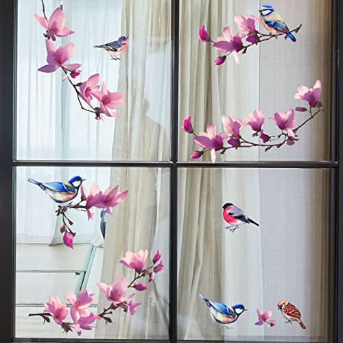 WandSticker4U®- Fensterbilder Sommer selbstklebend MAGNOLIEN in Lila I Fensteraufkleber Fenstersticker Blumen Pflanzen Vögel Kinderzimmer Wohnzimmer Schlafzimmer Bad Küche Fensterdekoration von WandSticker4U