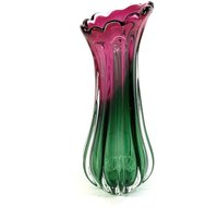 Große Mid-Century Vase Aus Muranoglas - Blumenform Asymmetrisch Zweifarbig Italien 60Er 70Er Jahre von Wandabazaa