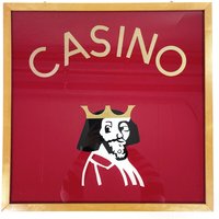 Mid Century Original Casino Hinterglasbild - Spielbank Dekoration Roulette Poker Black Jack Glücksspiel Deutschland 1950Er von Wandabazaa