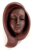 Vintage Braune Wandmaske - Frauengesicht Achatit Maske Naturstein Wandkunst Made in Germany 1950-60Er von Wandabazaa
