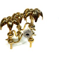 Vintage Nagel Palm Kerzenhalter - Gold-Plated 3-Armig Hollywood Regency Gögler Stil Kerzenständer Blütenform Deutschland 70Er von Wandabazaa