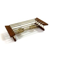 Vintage Teak Messing Doppel Stövchen - Teelichthalter Mit Runden Elementen Dekorationsobjekt Danish Design 1970-80Er von Wandabazaa