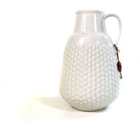 Weiße Vintage Noppen-Vase Von Jasba - West Deutschland Nr. 165425 Höhe 24 cm 60Er 70Er von Wandabazaa