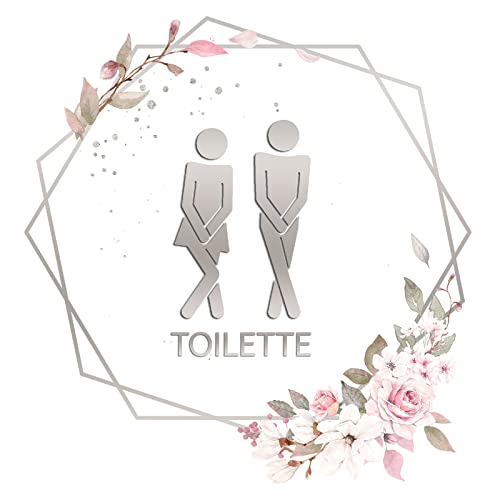 Grandora Türaufkleber Toilette mit Blumenranke I Motiv 10 I Wandsticker selbstklebend Bad Wandaufkleber WC Wandtattoo Badezimmer Aufkleber Rosen DL446-10 von Wandaro